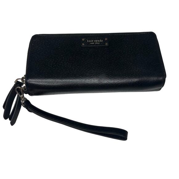 Kate Spade Black Leather Double Zip Wallet Wristlet - Picture 1 of 9